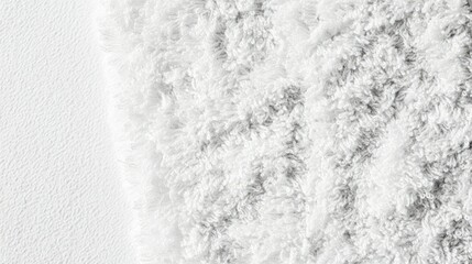 Fototapeta premium Close-up of soft cotton towel fabric texture in white, showcasing fine details and a clean, abstract background