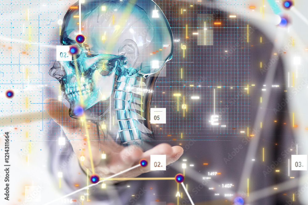 Poster digital medical futuristic interface 3d rendering