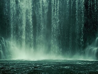 Majestic waterfall cascading into a pool, nature background, scenic wallpaper