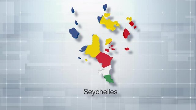 Detailed 3D Map With Flag Of Seychelles