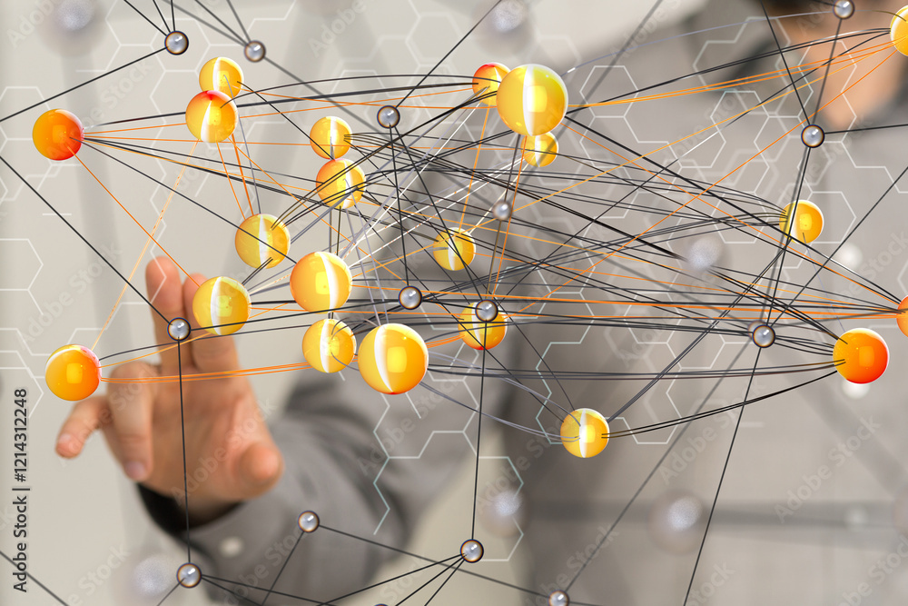 Poster Abstract network of physical devices on the Internet using a network connection with statistics numbers 3d illustration
