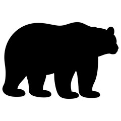 Fototapeta premium Black bear silhouette illustration art style on clean transparent background