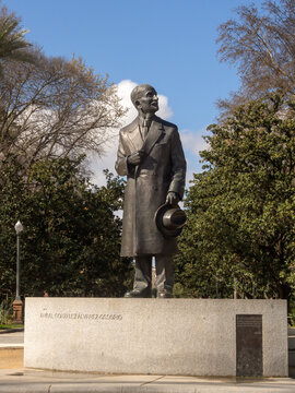 SEVILLE, SPAIN - MARCH 16, 2016:  Monument statue to Anibal Gonzalez Alvarez-Ossorio at the Plaza de Espana