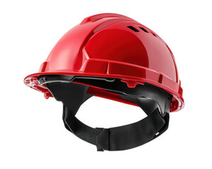 Fototapeta premium bright red construction hard hat designed for safety and protection on job sites. This durable helmet features comfortable fit and is essential for workers in various industries