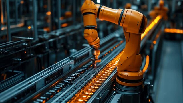 Industrieroboter in moderner Fabrikhalle

