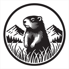 Obraz premium Funny Groundhog Vector Design Illustration 