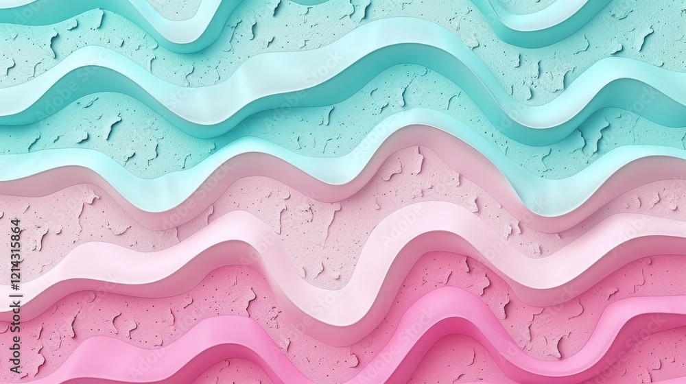 Poster vibrant wave patterns flowing across a textured background in dynamic layered design