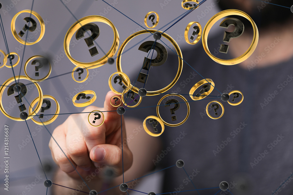 Aufkleber colored question marks background concept. 3D Rendering.