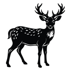 silhouette of deer  on white background