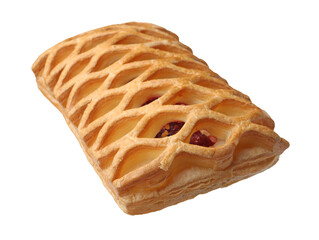 Delicious mesh puff pastry isolated on white