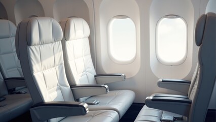 Comfortable airline seats offer relaxation during a journey over the clouds