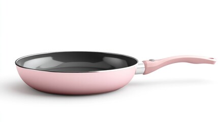 Pink frying pan, kitchen utensil, cooking, white background, recipe website