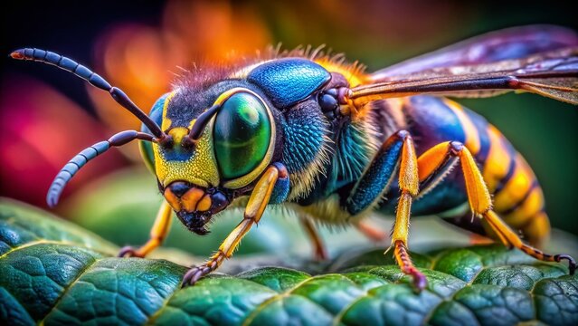 Giant harmless wasp Megascolia maculata &ndash; detailed macro photography with a shallow depth of field