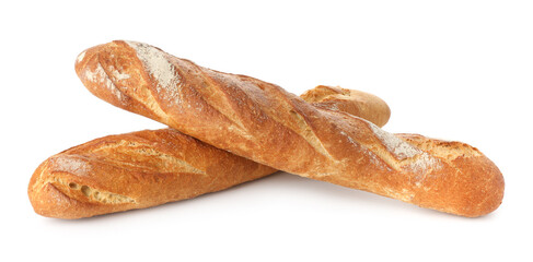 Freshly baked bread. Baguettes isolated on white