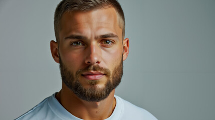 A man with a beard and a white shirt