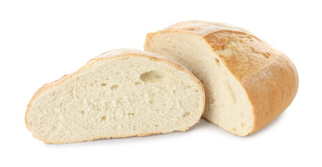 Pieces of fresh bread isolated on white