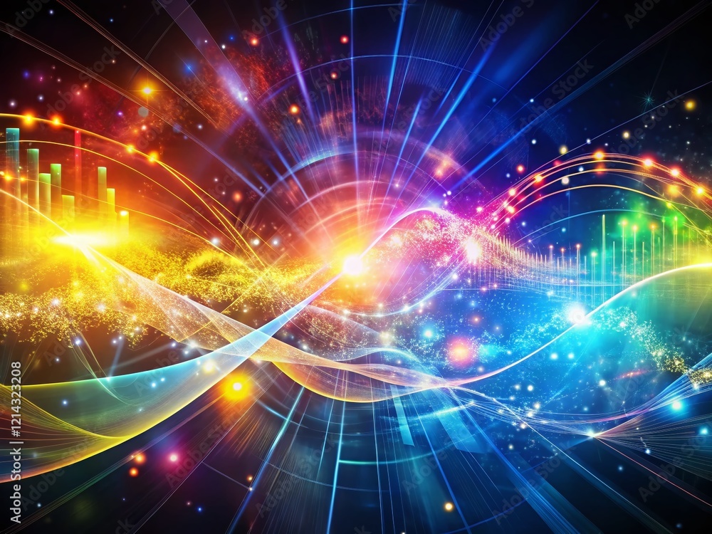 Aufkleber glowing equations & data flow: abstract science & tech visualization