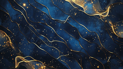 Abstract digital background electromagnetic wave background Innovation digital wave, information technology background and green luxury background with golden line decoration and curve light effect