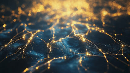 Abstract digital background electromagnetic wave background Innovation digital wave, information technology background and green luxury background with golden line decoration and curve light effect