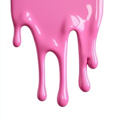 A photostock of dripping pink paint with a smooth, glossy texture, isolated on a clean white background for artistic and vibrant visuals. High Quality