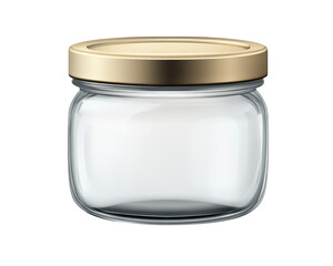 glass jar with metallic lid, perfect for storage or packaging. Its sleek design and transparent body allow for easy visibility of contents, making it ideal for various uses