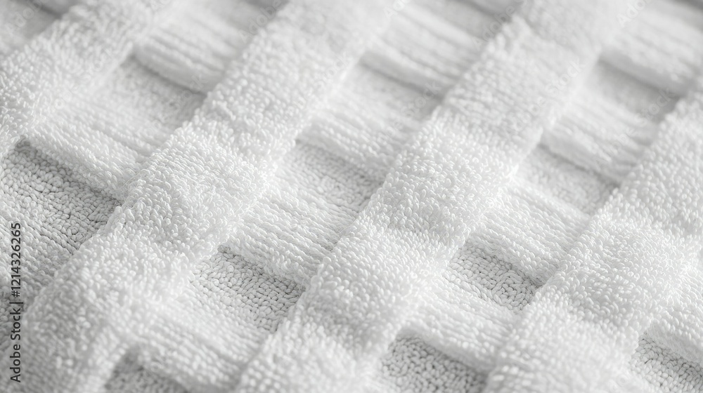 Aufkleber textured white cotton towel close-up with visible weave patterns and softness, ideal for an abstract