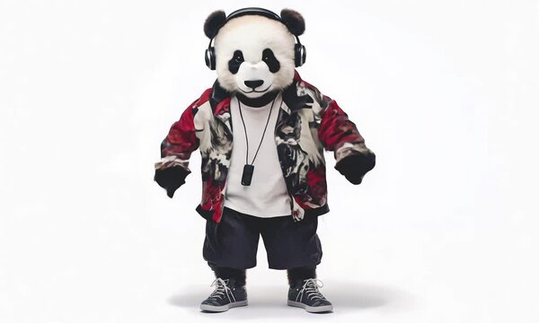 Stylish panda dancing cool.
