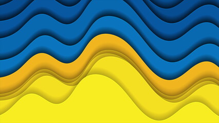 Bright blue yellow material waves abstract elegant background