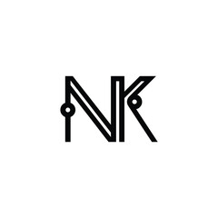 NK monogram logo design letter text name symbol monochrome logotype alphabet character simple logo