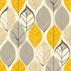 A decorative pattern featuring stylized leaves in neutral and warm colors.