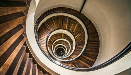 Fototapeta premium Abstract Spiral Staircase in Warm Brown Tones with Modern Elegance