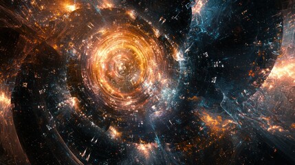 Obraz premium An abstract design with deep, dark colors and glowing accents, creating a futuristic atmosphere.