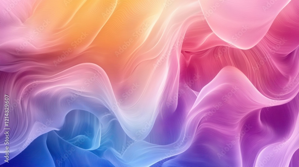 Poster an abstract, geometric background with flowing lines and vibrant colors, creating a dynamic design.