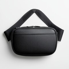 Naklejka premium Stylish Black Zippered Case with Adjustable Strap for Accessories