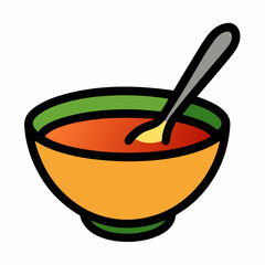 Delicious bowl of soup with a spoon ready for enjoyment