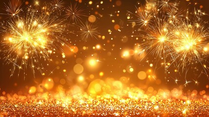 Fototapeta premium Golden Sparkler Fireworks Celebration Background