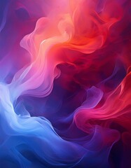 Obraz premium Abstract smoky background with vibrant red, blue, and purple gradients creating an intense and ethereal atmosphere.