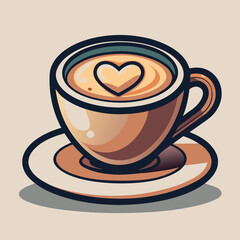 Hipster coffee cup with heart design on a cozy afternoon