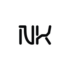 NK monogram logo design letter text name symbol monochrome logotype alphabet character simple logo