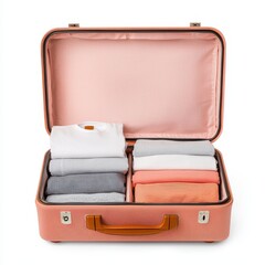 Neatly Packaged Clothes in Open Suitcase Ready for Travel
