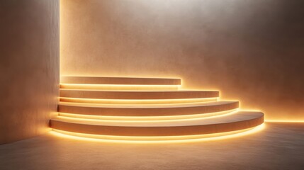 Obraz premium Glowing Circular Staircase in Minimalist Setting