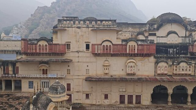 Alwar Fort courtyard on rainy day