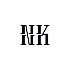 NK monogram logo design letter text name symbol monochrome logotype alphabet character simple logo