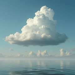 Fototapeta premium Un nuage isolé dans un ciel dégagé, simple et épuré.