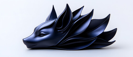 Artistic fox sculpture display modern gallery 3d artwork minimalist environment close-up view creative design