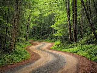 Fototapeta premium Winding Forest Road, Appalachian Mountains, Scenic Drive, Nature, Travel