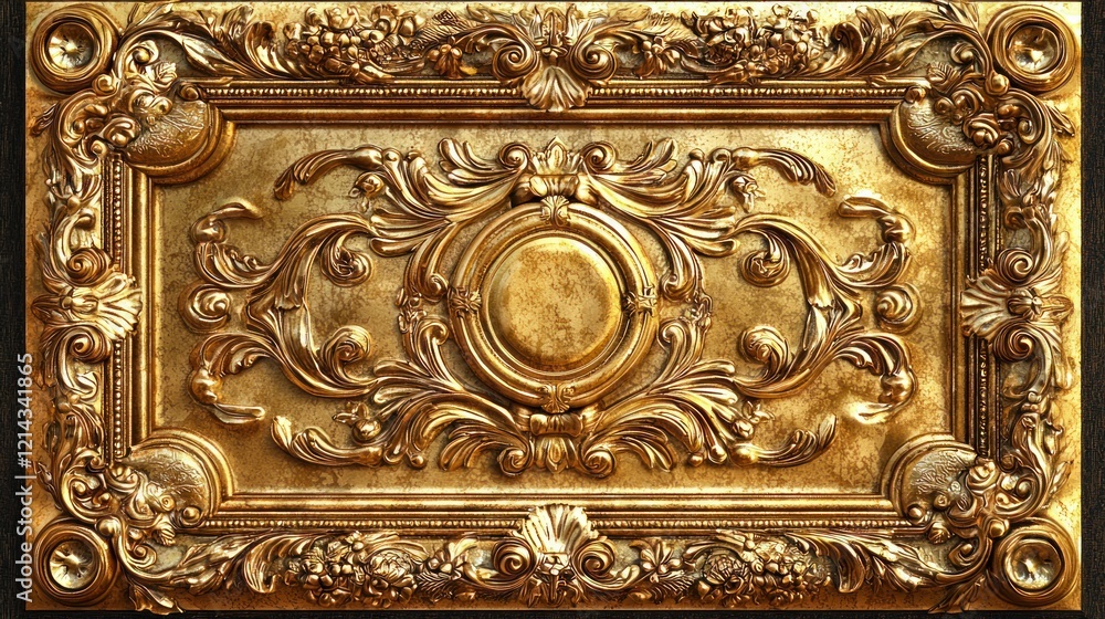 Poster an elegant frame with decorative patterns in gold, ideal for showcasing artwork or certificates.