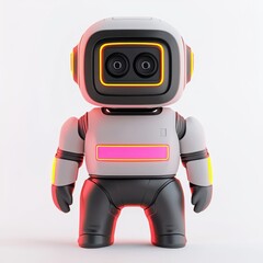 Fototapeta premium Cute Retro Robot Character with Colorful Accents and Friendly Design