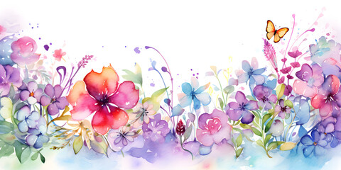 Obraz premium Watercolor illustration of wild spring flowers on white background 