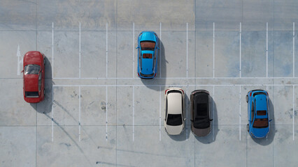 3D illustration Rendering. Empty parking lots, aerial view.